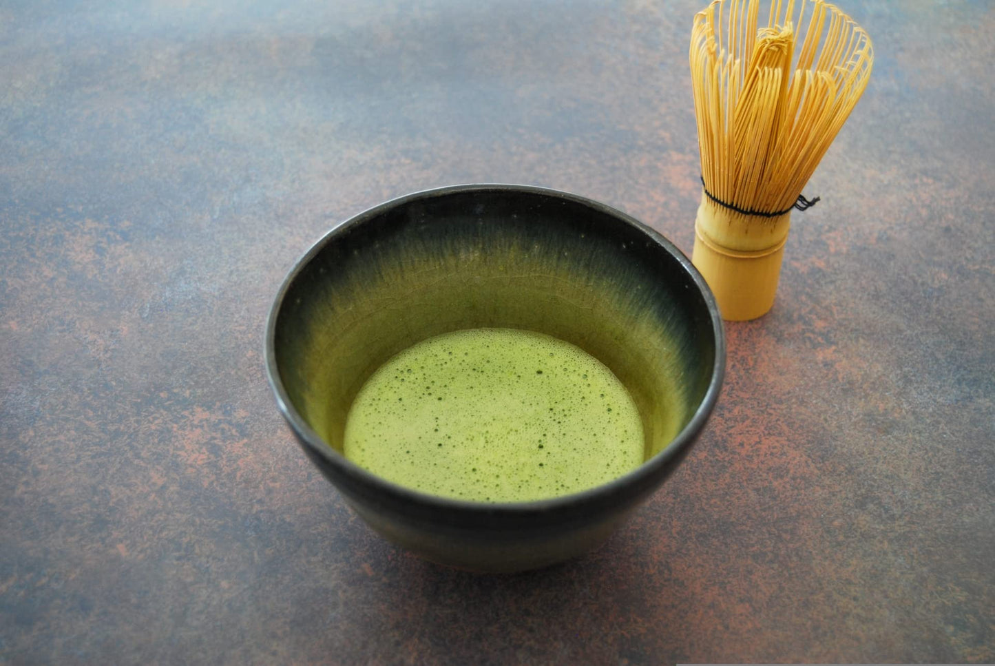 芳香園 茶道具 お抹茶 6点セット 初心者 おうち時間 グッズ (抹茶 抹茶茶碗 茶筅 茶筅くせ直し 茶杓 説明書) (碧釉茶碗)